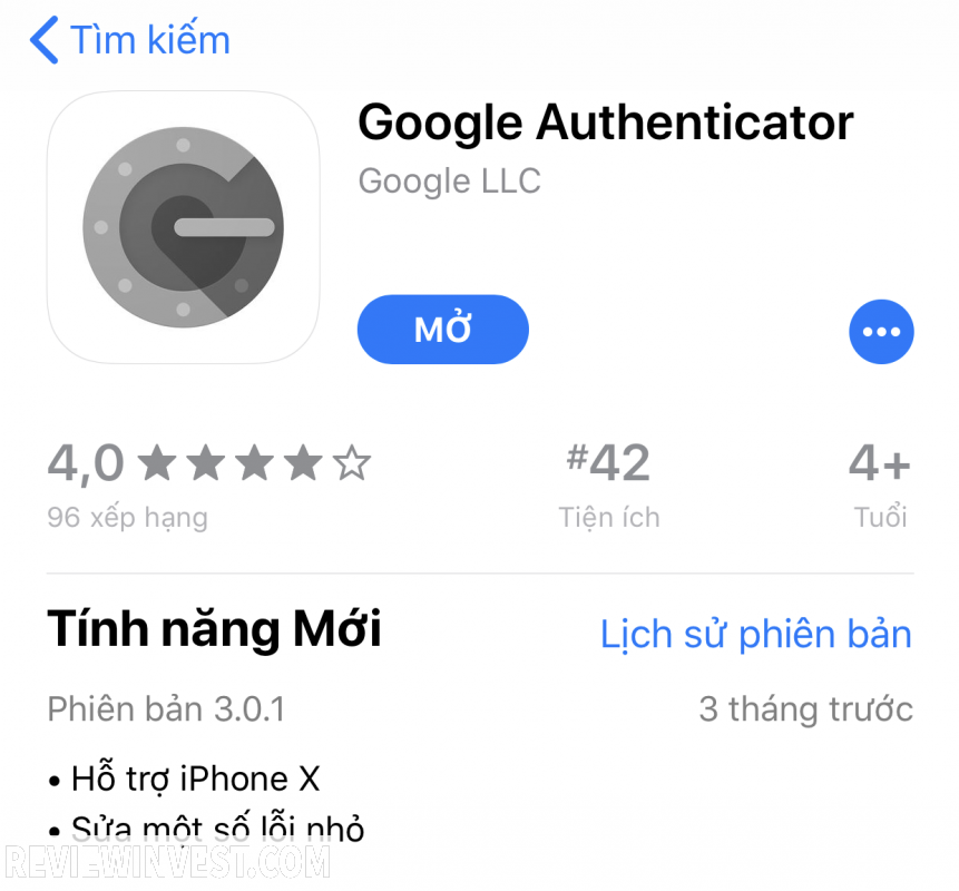 Google Authenticator trên App Store