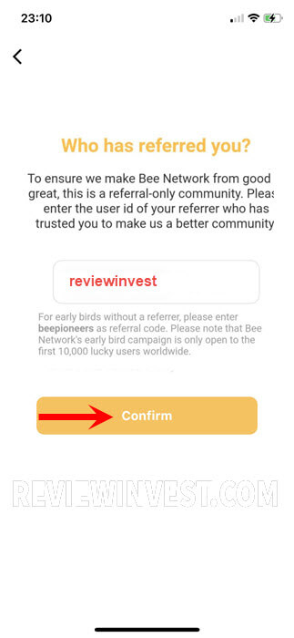 Nhập Ref Code - reviewinvest