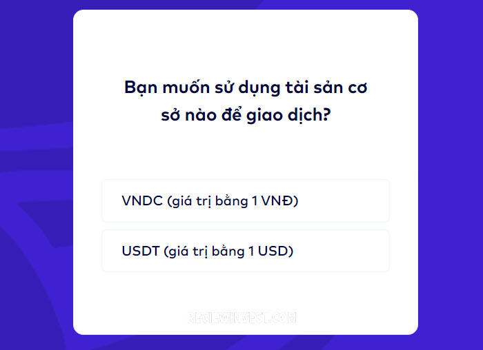 Chọn VNDC hoặc USDT