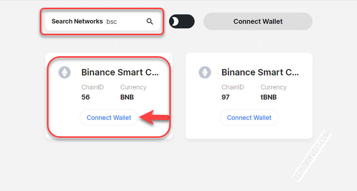 Thêm BSC vào Metamask trên Chainlist.org