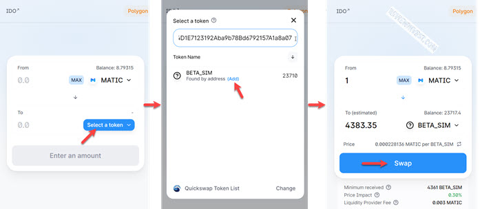 Cách mua BETA_SIM trên QuickSwap