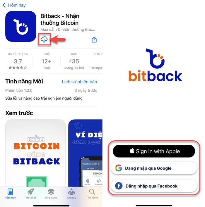 Tải và đăng ký tài khoản Bitback