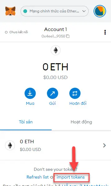 Hướng dẫn thêm token vào ví Metamask