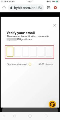 Nhập mã 6 chữ số từ sàn Bybit gửi về Email