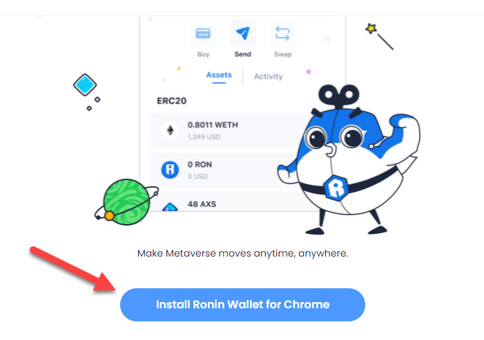 Nhấn Install Ronin Wallet for Chrome.