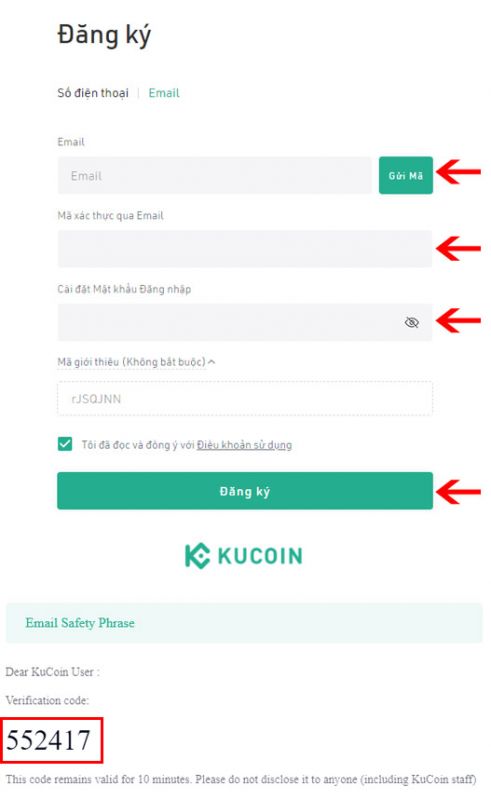 Đăng ký tài khoản Kucoin