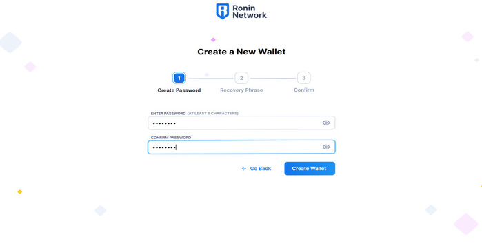 Tạo mật khẩu cho ví, sau đó bấm Create Wallet.