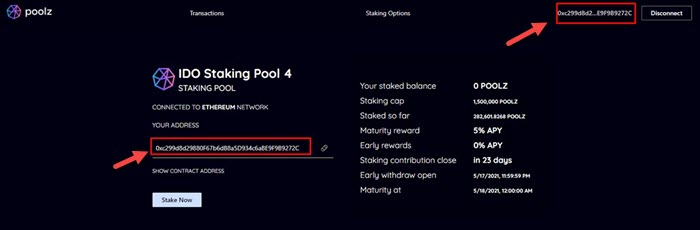 Kết nối ví MetaMask với Poolz thành công