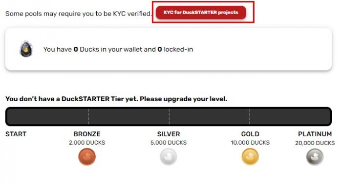 Chọn “KYC for DuckStarter projects“