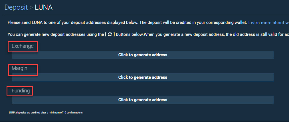 Nhấp vào nút Click to generate address để hiển thị địa chỉ ví.