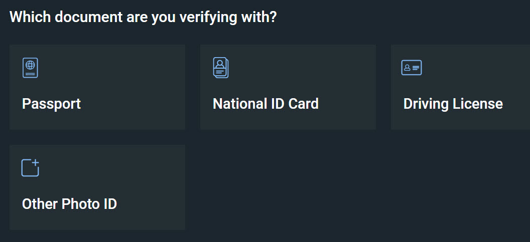 Chọn loại ID muốn sử dụng để xác minh.