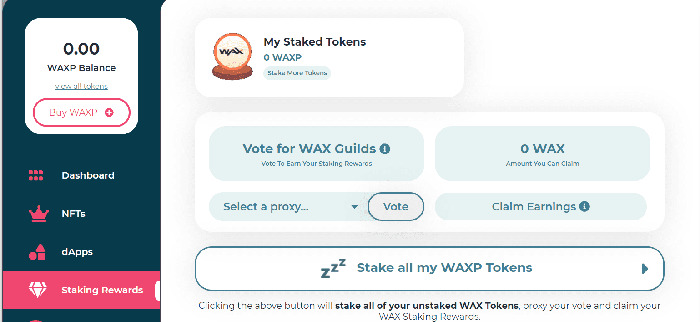 Tính năng Staking trong WAX Wallet
