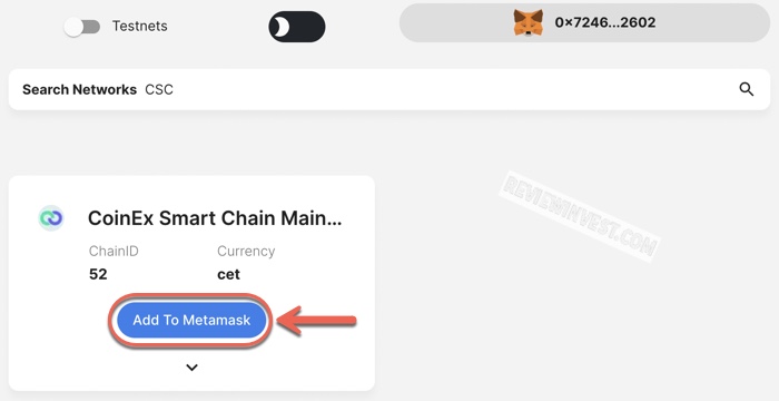Thêm mạng CoinEx Smart Chain (CSC) vào ví Metamask