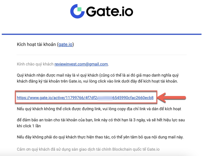 Kích hoạt tài khoản Gate.io