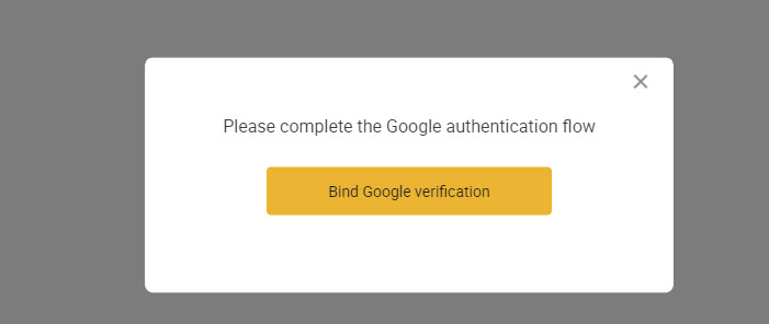 Nhấp vào Bind Google Verification để tiếp tục cài đặt bảo mật.