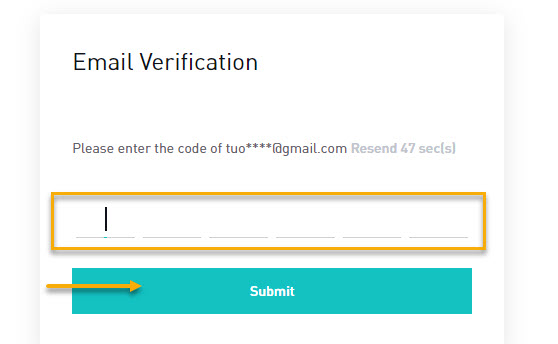 Kiểm tra Email để lấy code 6 số, nhập code vào và ấn Submit.