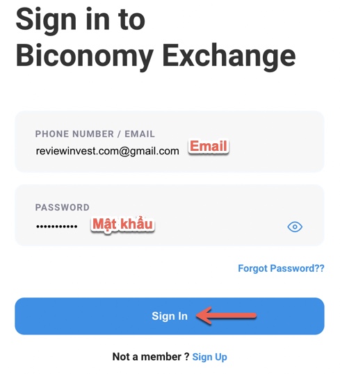 Đăng nhập Biconomy Exchange
