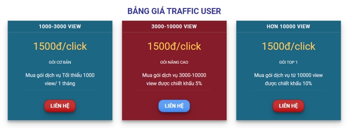 Bảng giá Traffic User