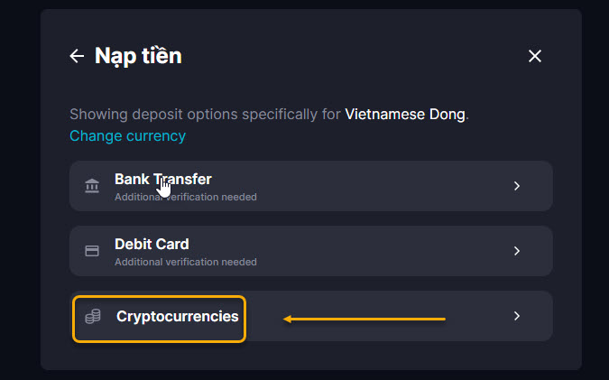 Chọn Cryptocurrencies