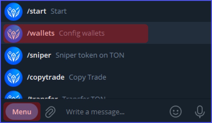 Tạo ví trên Ton Trading Bot