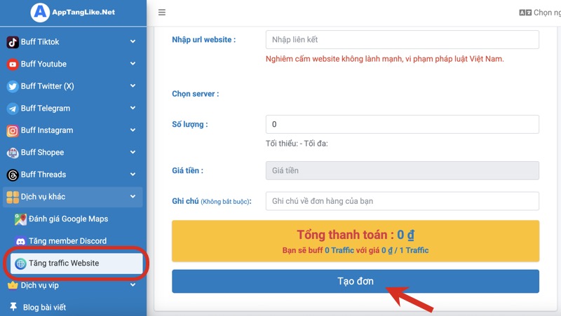 Mua traffic user thật